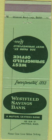 Matchbook Cover - Westfield Savings Bank Westfield MA