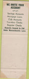 Matchbook Cover - Westfield Savings Bank Westfield MA