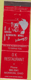 Matchbook Cover - OK Restaurant Morrow OH
