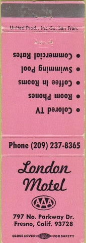 Matchbook Cover - London Motel Fresno CA