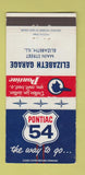 Matchbook Cover - 1954 Pontiac Elizabeth IL 30 Strike