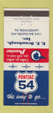 Matchbook Cover - 1954 Pontiac EE Brumbaugh Lansdowne PA 30 Strike