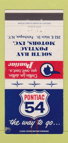 Matchbook Cover - 1954 Pontiac South Bay Patchogue NY WEAR 30 Strike