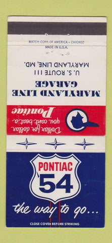 Matchbook Cover - 1954 Pontiac Maryland Line MD 30 Strike