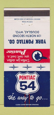Matchbook Cover - 1954 Pontiac York Douglas WY 30 Strike