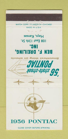 Matchbook Cover - 1956 Pontiac Ben Dreiling Hays KS 30 Strike