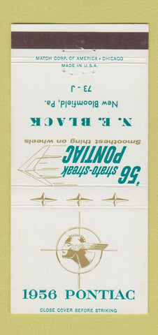 Matchbook Cover - 1956 Pontiac NE Black New Bloomfield PA 30 Strike