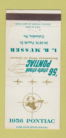 Matchbook Cover - 1956 Pontiac LB Musser Columbia PA 30 Strike