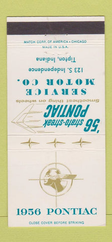Matchbook Cover - 1956 Pontiac Service Motors Tipton IN 30 Strike