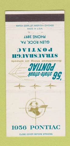 Matchbook Cover - 1956 Pontiac Strausbaugh Glen Rock PA 30 Strike