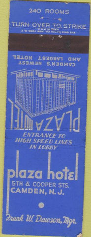 Matchbook Cover - Plaza Motel Camden NJ