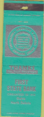 Matchbook Cover - First State Bank Golva ND