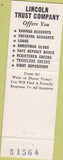 Matchbook Cover - Lincoln Trust Co ME