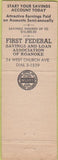 Matchbook Cover - First Federal Savings Roanoke VA