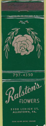 Matchbook Cover - Ralston's Flowers Allentown PA