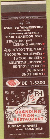 Matchbook Cover - Branding Iron Restaurant Philadelphia PA