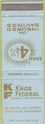 Matchbook Cover - Knox Federal Bank Knoxville TN