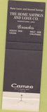 Matchbook Cover - Home Savings Bank Youngstown OH