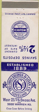 Matchbook Cover - Ohio Savings Loan Cleveland OH