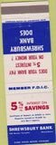 Matchbook Cover - Shrewsbury Bank MA