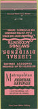Matchbook Cover - Metropolitan Federal Savings Boston MA