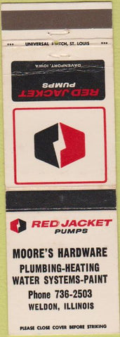 Matchbook Cover - Red Jacket Pumps Hardware Weldon IL CREASE