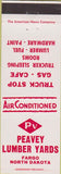 Matchbook Cover - Peavey Lumber Yards gas oil Fargo ND