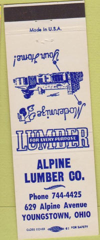 Matchbook Cover - Alpine Lumber Co Youngstown OH