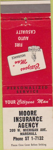 Matchbook Cover - Moore Insurance Agency Marshall MI?