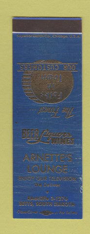 Matchbook Cover - Arnette's Lounge Betts SD WORN SAMPLE