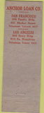 Matchbook Cover - Anchor Plan Loan Co San Francisco Los Angeles