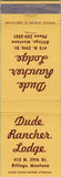 Matchbook Cover - Dude Ranch Lodge Billings MT