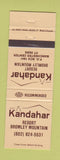 Matchbook Cover - Kandahar Resort Bromley Mountain Manchester Center VT