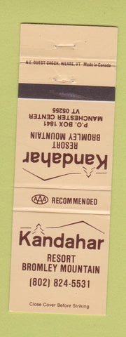Matchbook Cover - Kandahar Resort Bromley Mountain Manchester Center VT
