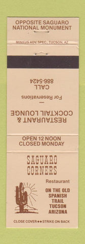 Matchbook Cover - Saguaro Corners Tucson AZ