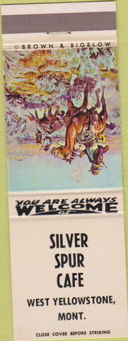 Matchbook Cover - Silver Spur Cafe West Yellowstone MT Brown Bigelow