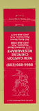 Matchbook Cover - New Canton Chinese Hooksett Manchester NH WEAR