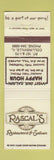 Matchbook Cover - Rascal's Restaurant Collinsville IL