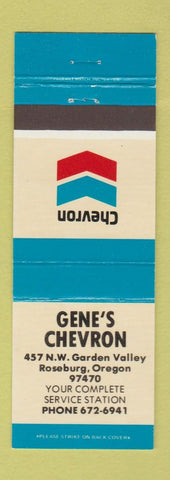 Matchbook Cover - Gene's Chevron oil gas Roseburg OR