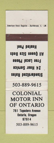 Matchbook Cover - Colonial Motor Inn Ontario OR