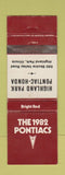 Matchbook Cover - 1982 Pontiac Highland Park IL WORN