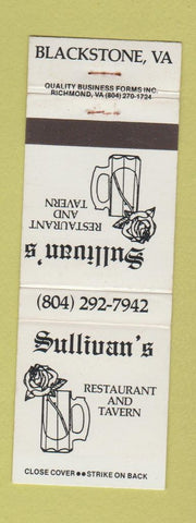 Matchbook Cover - Sullivan's Restaurant Tavern Blackstone VA