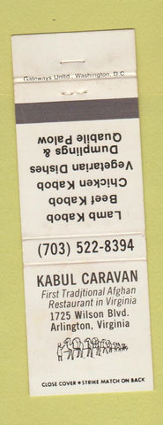 Matchbook Cover - Kabul Caravan Arlington VA Afghan Restaurant WEAR