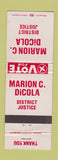 Matchbook Cover - Marion C DiCola District Judge Election
