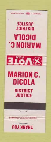 Matchbook Cover - Marion C DiCola District Judge Election