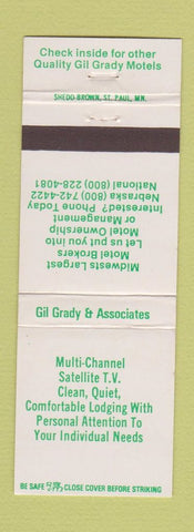 Matchbook Cover - Gil Grady Motels Auburn Geneva Hebron NE Marysville KS