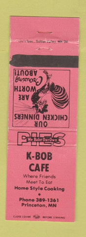 Matchbook Cover - K Bob Cafe Princeton MN WEAR