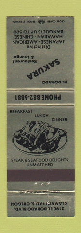 Matchbook Cover - El Dorado Sakura Restaurant Japanese Klamath Falls OR