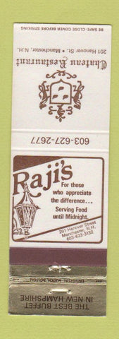 Matchbook Cover - Raji's Restaurant Chateau Manchester NH