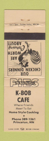 Matchbook Cover - K Bob Cafe Princeton MN